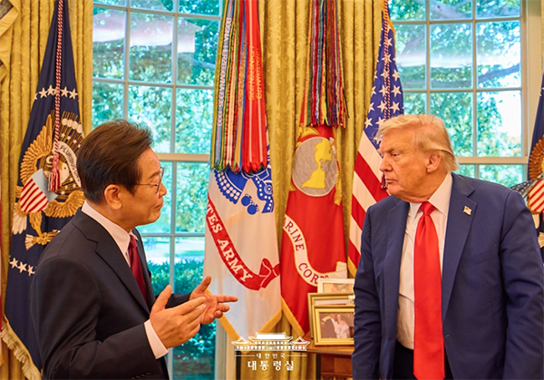 President Trump mentions raids on churches in South Korea during an August 2025 summit.  (Photo credit: Cheong Wa Dae)